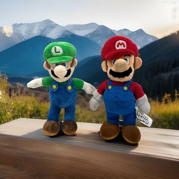 Super Mario Other - Super Mario Nintendo- 9” Mario And Luigi Plush Stuffed Animals